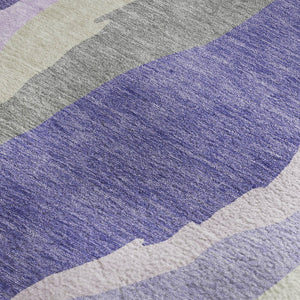 HomeRoots 5' Modern Abstract Washable Area Rug in Purple, Ivory & Gray – UV Protected & Stain Resistant! 682141