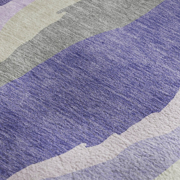 HomeRoots 5' Modern Abstract Washable Area Rug in Purple, Ivory & Gray – UV Protected & Stain Resistant! 682141