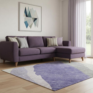 HomeRoots 8' X 10' Stylish Purple, Ivory & Gray Abstract Washable Area Rug with UV Protection & Comfort 682143