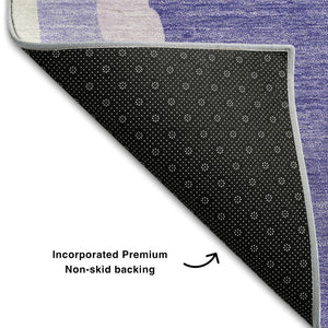 HomeRoots 9' X 12' Modern Purple, Ivory & Gray Abstract Area Rug - Washable, UV-Protected for High-Traffic Areas 682144
