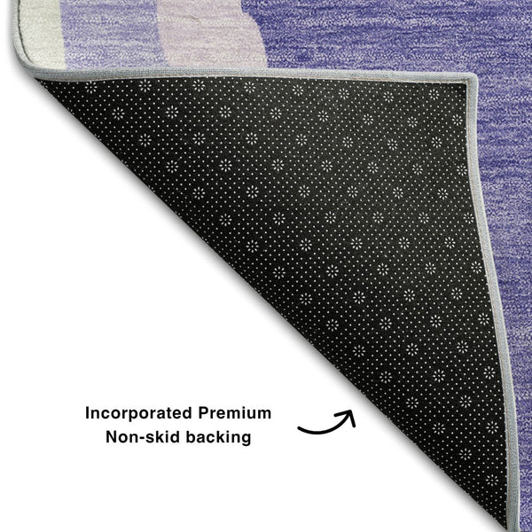 HomeRoots 9' X 12' Modern Purple, Ivory & Gray Abstract Area Rug - Washable, UV-Protected for High-Traffic Areas 682144