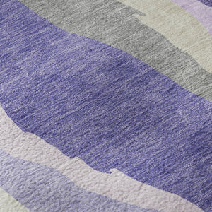 HomeRoots 9' X 12' Modern Purple, Ivory & Gray Abstract Area Rug - Washable, UV-Protected for High-Traffic Areas 682144