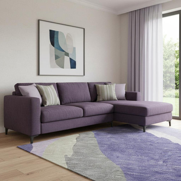 HomeRoots 10' X 14' Abstract Purple Ivory Gray Washable Area Rug with UV Protection & Non-Slip Backing 682145