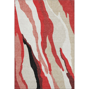 HomeRoots 9' X 12' Red Black Ivory Abstract Washable Area Rug - UV Protected, Easy-Care, Modern Design! 682150