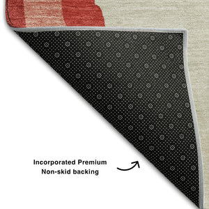 HomeRoots 9' X 12' Red Black Ivory Abstract Washable Area Rug - UV Protected, Easy-Care, Modern Design! 682150