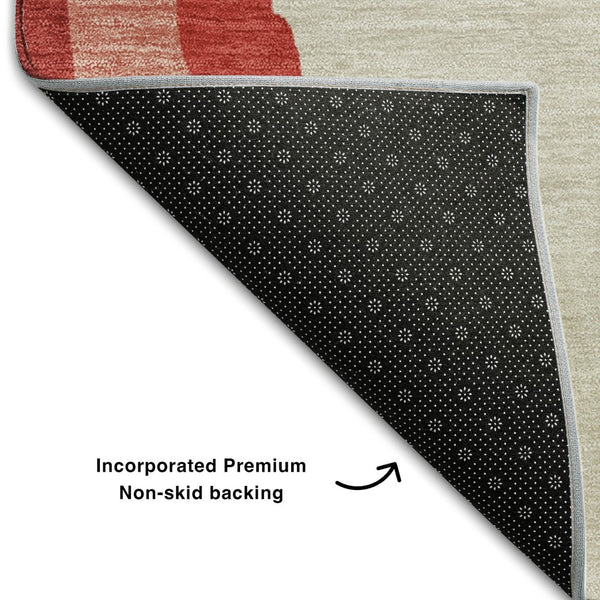 HomeRoots 9' X 12' Red Black Ivory Abstract Washable Area Rug - UV Protected, Easy-Care, Modern Design! 682150