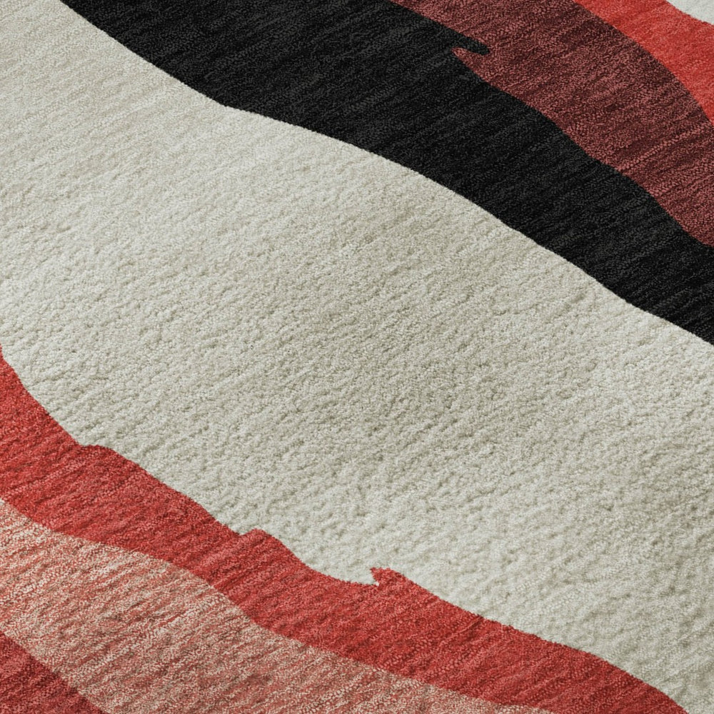 HomeRoots 10' X 14' Red Black Ivory Abstract Area Rug – Stylish, Washable, UV-Protected for High-Traffic Spaces! 682151