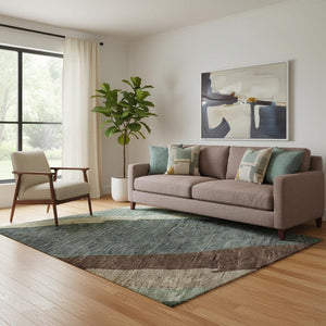HomeRoots 5' X 8' Sage Taupe Abstract Washable Area Rug with UV Protection for Modern Homes and Busy Lifestyles 682153