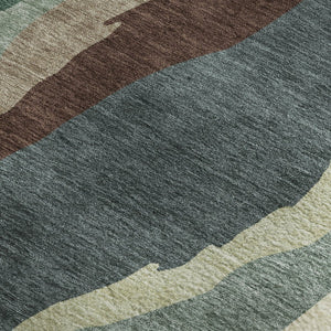 HomeRoots 9' X 12' Modern Sage Taupe Beige Abstract Washable Area Rug - Durable, UV Protected, Easy Care 682156