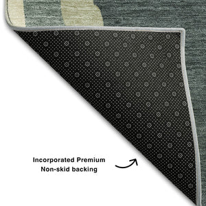 HomeRoots 10' X 14' Sage Taupe Abstract Washable Area Rug with UV Protection, Stain Resistance & Style 682157