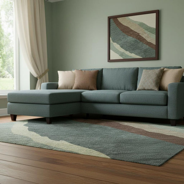 HomeRoots 10' X 14' Sage Taupe Abstract Washable Area Rug with UV Protection, Stain Resistance & Style 682157