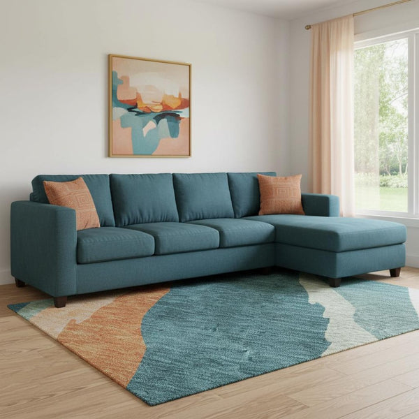 HomeRoots 8' X 10' Teal, Orange, Ivory Abstract Area Rug – Washable, UV-Protected & Perfect for Any Space! 682161