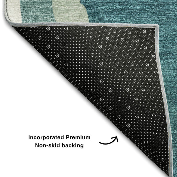 HomeRoots 9' X 12' Teal, Orange & Ivory Abstract Area Rug – Washable, UV Protected, Pet-Friendly Design! 682162