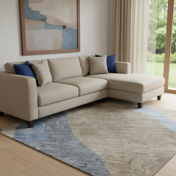 HomeRoots 8' X 10' Washable Abstract Area Rug in Taupe, Blue & Beige – UV-Protected, Stain-Resistant Design! 682167