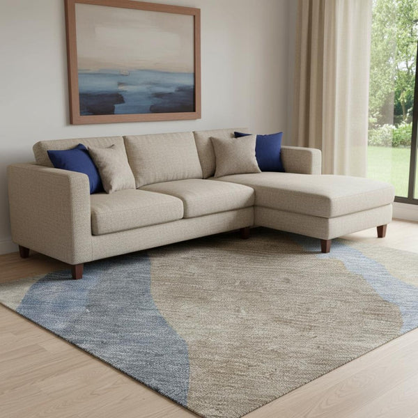 HomeRoots 9' Taupe Blue Beige Abstract Area Rug - Washable, UV Protected, Durable for High Traffic Homes! 682168