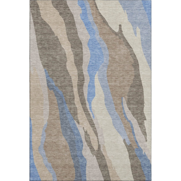 HomeRoots 10' X 14' Oversized Taupe Blue Beige Abstract Area Rug - Durable, Washable & UV Protected for Style! 682169