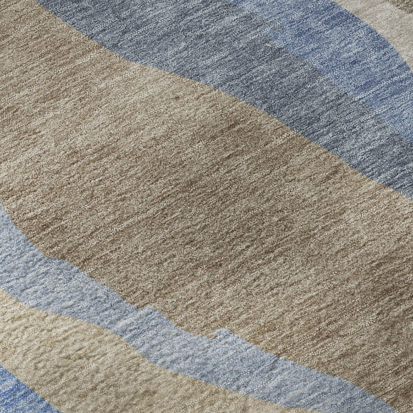 HomeRoots 10' X 14' Oversized Taupe Blue Beige Abstract Area Rug - Durable, Washable & UV Protected for Style! 682169