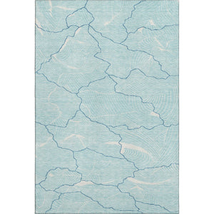 HomeRoots 5' Aqua Teal & Ivory Abstract Washable Area Rug - Durable, Stain-Resistant, UV Protected Design! 682171