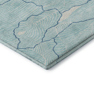 HomeRoots 5' Aqua Teal & Ivory Abstract Washable Area Rug - Durable, Stain-Resistant, UV Protected Design! 682171