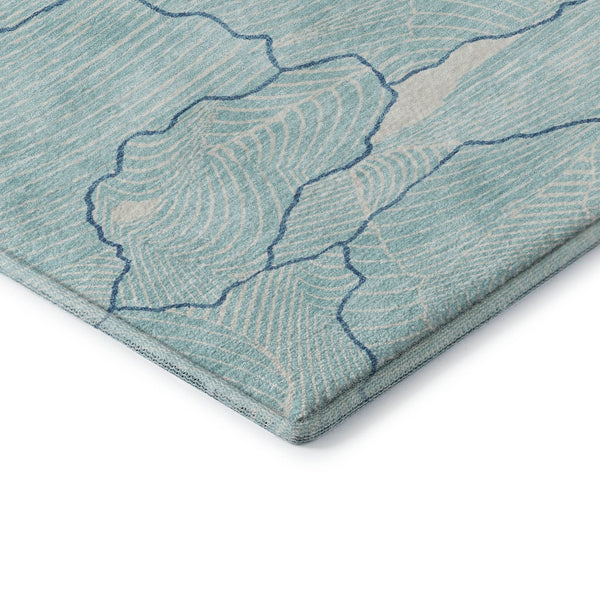 HomeRoots 5' Aqua Teal & Ivory Abstract Washable Area Rug - Durable, Stain-Resistant, UV Protected Design! 682171