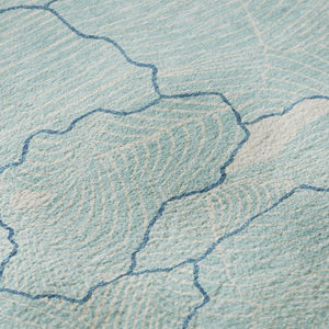 HomeRoots 5' Aqua Teal & Ivory Abstract Washable Area Rug - Durable, Stain-Resistant, UV Protected Design! 682171
