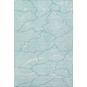 HomeRoots 5' Aqua Teal & Ivory Abstract Washable Area Rug - Durable, Stain-Resistant, UV Protected Design! 682171