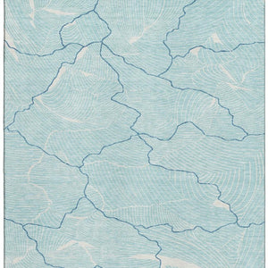 HomeRoots 8' X 10' Aqua Teal and Ivory Abstract Washable Area Rug with UV Protection for Modern Homes 682173