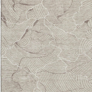 HomeRoots 5' X 8' Washable Beige Taupe & Ivory Abstract Area Rug with UV Protection for Modern Living Spaces 682177