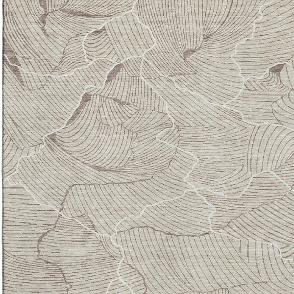 HomeRoots 5' X 8' Washable Beige Taupe & Ivory Abstract Area Rug with UV Protection for Modern Living Spaces 682177