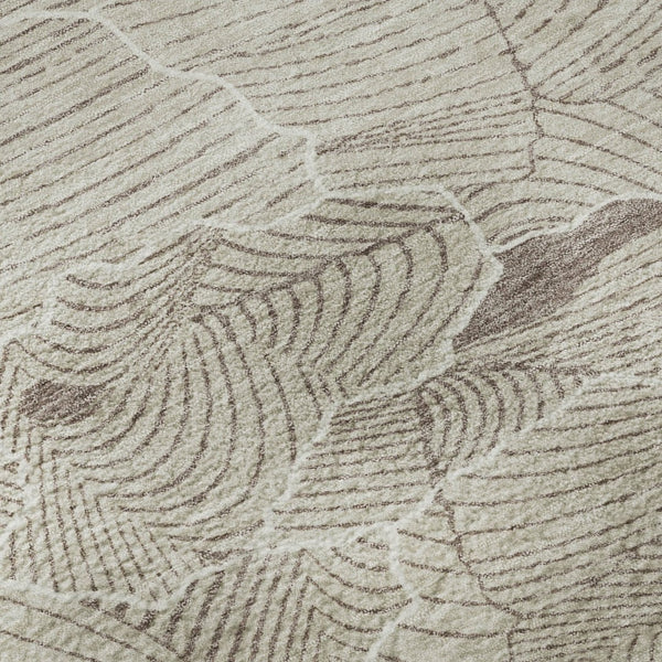 HomeRoots 8' Washable Round Rug in Beige, Taupe & Ivory - UV Protected, Stain Resistant, Modern Abstract Design 682178