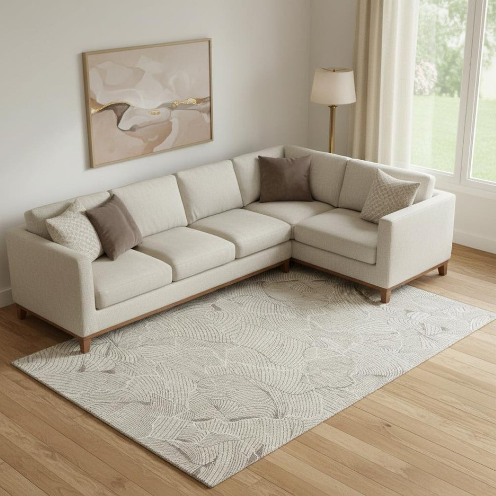 HomeRoots 9' X 12' Washable Beige Taupe and Ivory Abstract Area Rug - UV Protected, Durable & Stylish Design 682180
