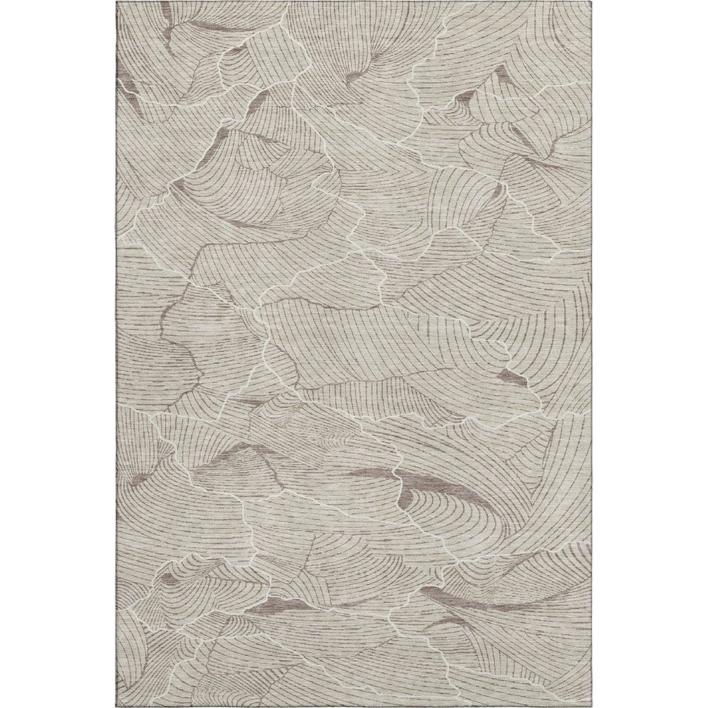 HomeRoots 9' X 12' Washable Beige Taupe and Ivory Abstract Area Rug - UV Protected, Durable & Stylish Design 682180