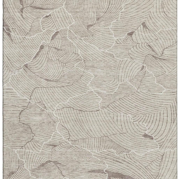 HomeRoots 9' X 12' Washable Beige Taupe and Ivory Abstract Area Rug - UV Protected, Durable & Stylish Design 682180