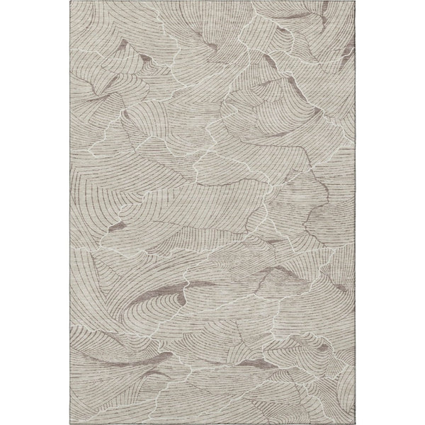 HomeRoots 9' X 12' Washable Beige Taupe and Ivory Abstract Area Rug - UV Protected, Durable & Stylish Design 682180