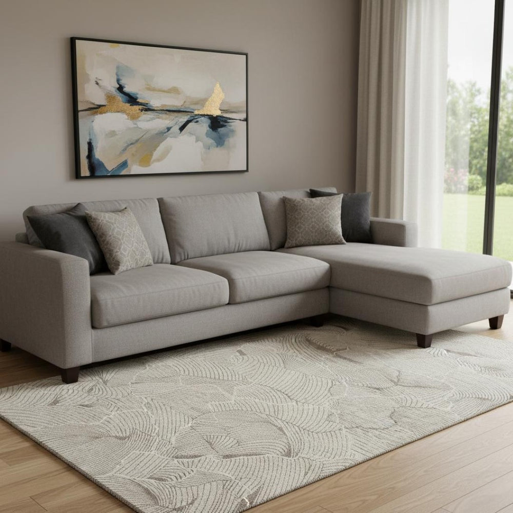 HomeRoots 10' X 14' Abstract Beige Taupe Ivory Washable Area Rug - UV Protected, Durable, Easy-Care Design 682181