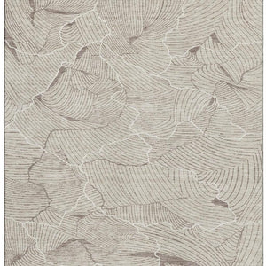 HomeRoots 10' X 14' Abstract Beige Taupe Ivory Washable Area Rug - UV Protected, Durable, Easy-Care Design 682181