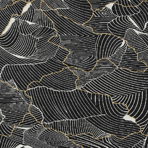HomeRoots 5' X 8' Black Ivory Gold Abstract Area Rug - Durable, Washable, UV Protected for Modern Spaces 682183