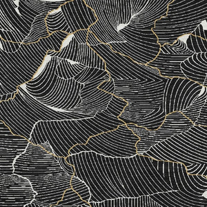 HomeRoots 8' X 10' Elegant Black Ivory Gold Abstract Washable Area Rug with UV Protection & Stain Resistance 682185
