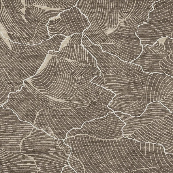 HomeRoots 5' X 8' Washable Area Rug in Brown, Beige & Ivory - UV Protected, Modern Abstract Design for Homes 682189