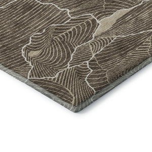 HomeRoots 8' Washable Round Rug in Brown, Beige & Ivory – UV Protected, Stylish & Pet-Friendly for Modern Homes 682190
