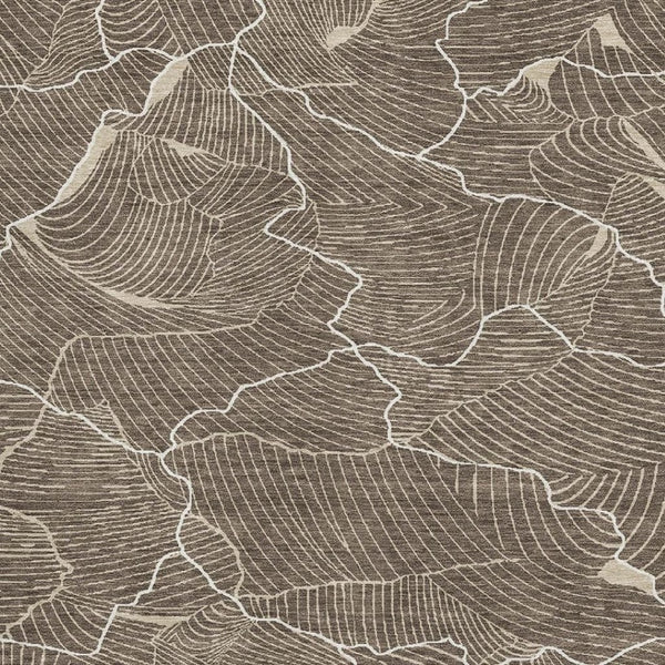 HomeRoots 9' X 12' Abstract Area Rug in Brown, Beige & Ivory - Stain-Resistant, UV Protected, Washable Design 682192