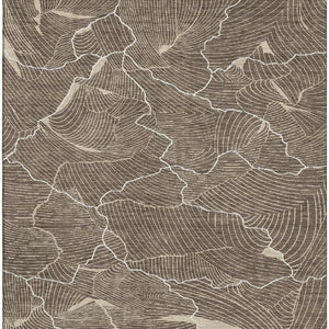 HomeRoots 9' X 12' Abstract Area Rug in Brown, Beige & Ivory - Stain-Resistant, UV Protected, Washable Design 682192