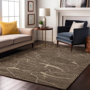 HomeRoots 10' Washable Abstract Area Rug in Brown, Beige & Ivory - UV Protected, Durable & Stylish Design 682193