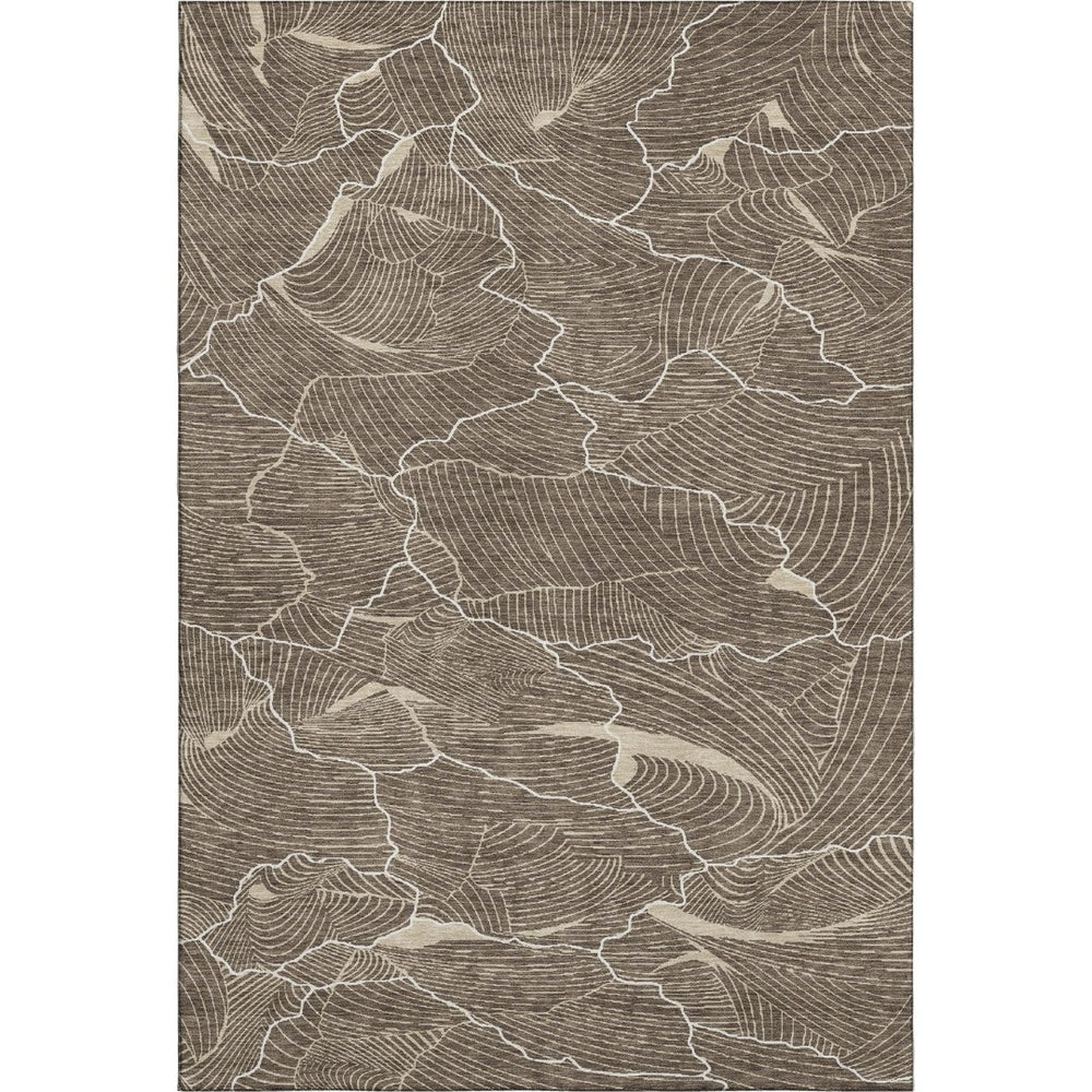 HomeRoots 10' Washable Abstract Area Rug in Brown, Beige & Ivory - UV Protected, Durable & Stylish Design 682193