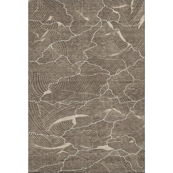 HomeRoots 10' Washable Abstract Area Rug in Brown, Beige & Ivory - UV Protected, Durable & Stylish Design 682193