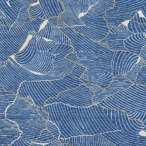 HomeRoots 9' X 12' Abstract Area Rug in Blue, Ivory & Gold - Washable, UV Protected, Perfect for High-Traffic Spaces 682198