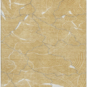 HomeRoots 5' X 8' Washable Gold Ivory & Gray Abstract Area Rug - Durable, UV-Protected, Stain-Resistant Design 682207