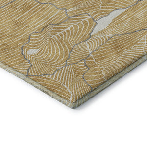 HomeRoots 8' X 10' Gold Ivory and Gray Abstract Washable Area Rug - Stylish, Durable, Easy-Care Home Essential! 682209