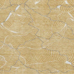 HomeRoots 9' X 12' Gold Ivory and Gray Abstract Washable Area Rug - UV Protected, Stain Resistant, Soft Touch 682210