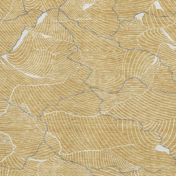 HomeRoots 9' X 12' Gold Ivory and Gray Abstract Washable Area Rug - UV Protected, Stain Resistant, Soft Touch 682210